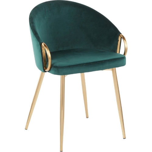 Claire Dining Chair in Emerald Green Velvet & Gold Metal